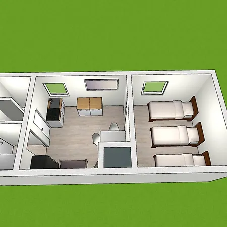 Emas 6 Mit 3 Einzelbetten, Kueche Apartment